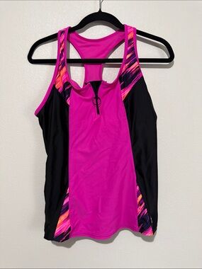 Hot Pink & Black Athletic Racerback Tank Top